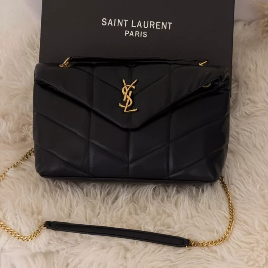 Сумка Yves Saint Laurent Loulou Puffer Medium чорний + золото