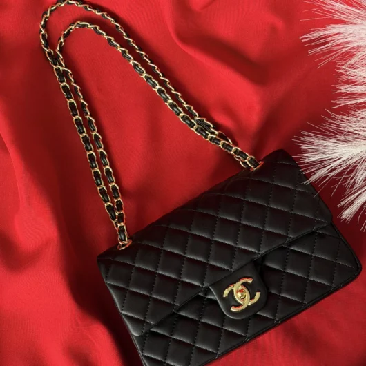 Жіноча сумка Chanel Classic Double Flap Bag чорний золото