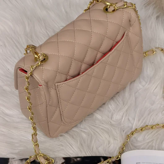 Сумка Chanel Letter Logo Top Handle Flap Wallet on Chain бежевий