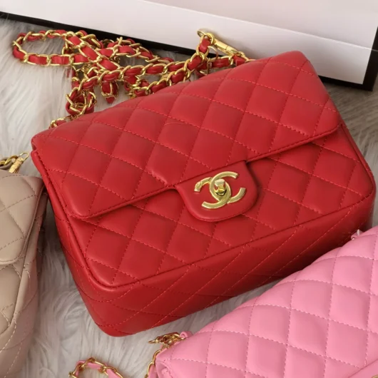 Сумка Chanel Mini Lambskin Coco Charms Rectangular Classic Flap Bag червоний
