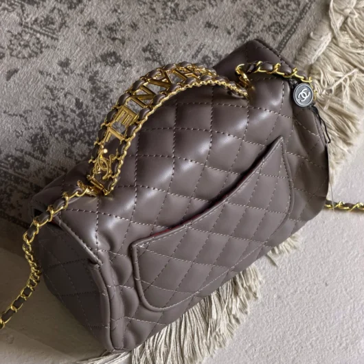 Сумка Chanel Letter Logo Top Handle Flap Wallet on Chain сірий