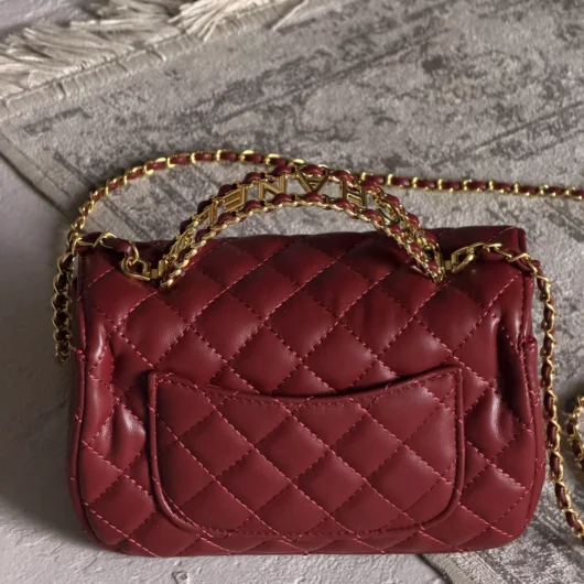 Сумка Chanel Letter Logo Top Handle Flap Wallet on Chain бордовий