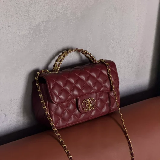 Сумка Chanel Letter Logo Top Handle Flap Wallet on Chain бордовий
