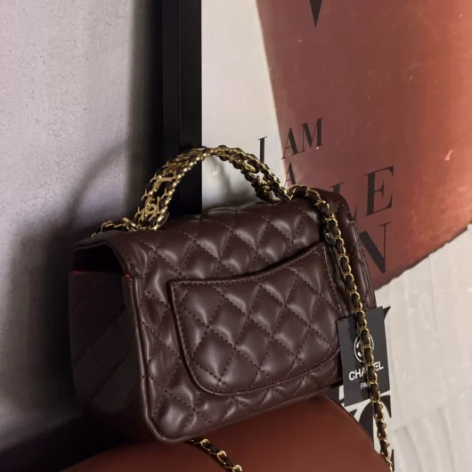 Сумка Chanel Letter Logo Top Handle Flap Wallet on Chain шоколадний