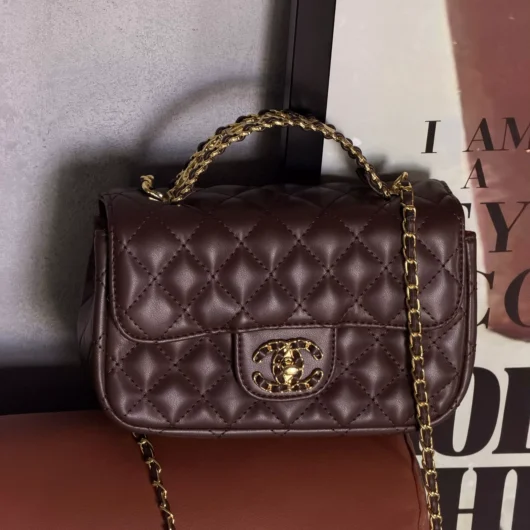 Сумка Chanel Letter Logo Top Handle Flap Wallet on Chain шоколадний