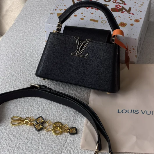 Сумка Louis Vuitton Capucines East-West Mini Premium чорний