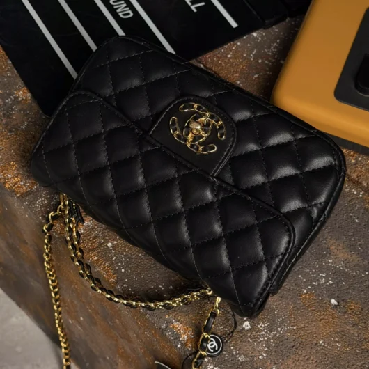Сумка Chanel Letter Logo Top Handle Flap Wallet on Chain чорний