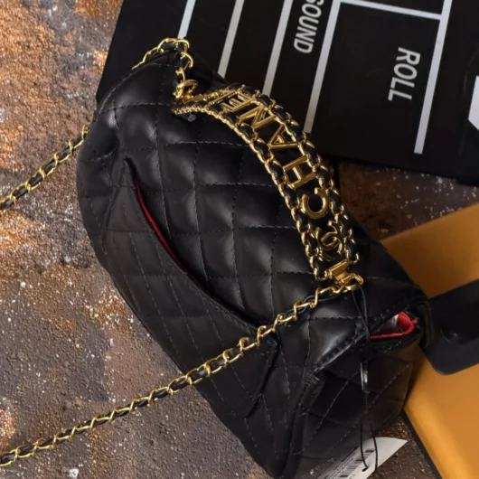 Сумка Chanel Letter Logo Top Handle Flap Wallet on Chain чорний
