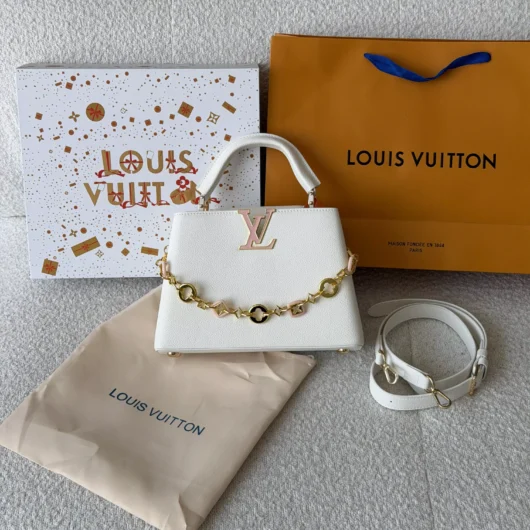 Сумка Louis Vuitton Capucines East-West Medium Premium білий