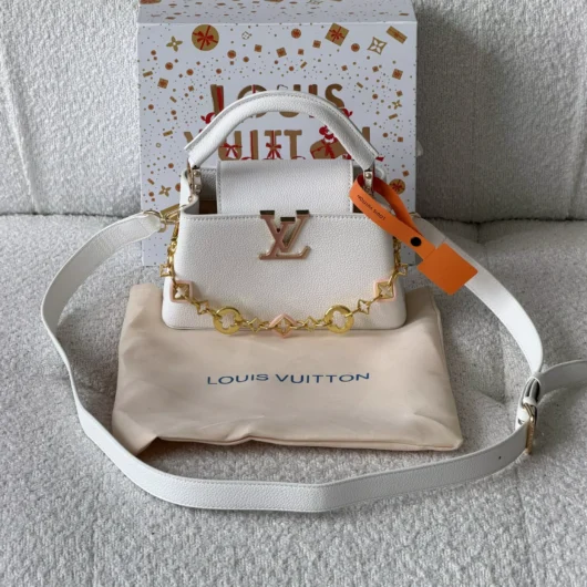 Сумка Louis Vuitton Capucines East-West Mini Premium білий