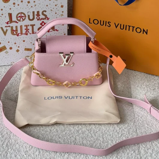 Сумка Louis Vuitton Capucines East-West Mini Premium рожевий