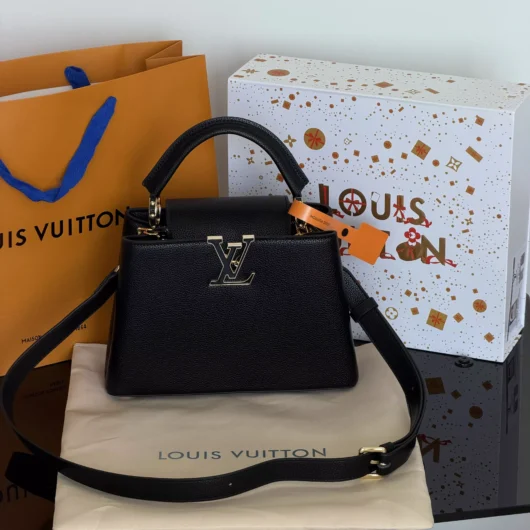 Сумка Louis Vuitton Capucines East-West Medium Premium чорний