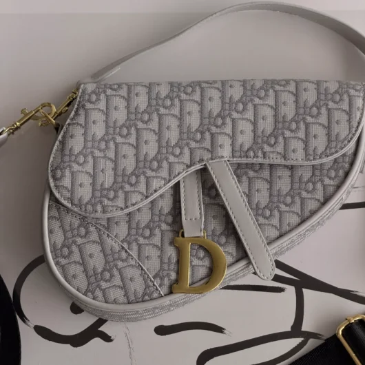 Жіноча сумка Dior Saddle Bag світло-сірий