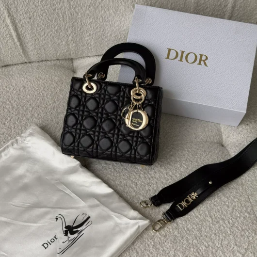 Жіноча сумка Christian Dior Lady My ABCBag Premium Medium size чорний золото