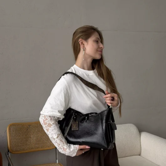 Сумка Louis Vuitton CarryAll Cargo Vibe PM Premium чорний срібло