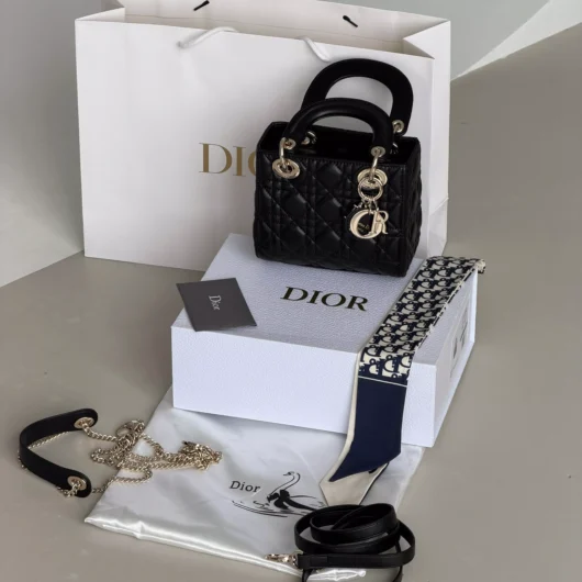 Жіноча сумка Christian Dior Lady My ABCBag Premium Small size чорний золото