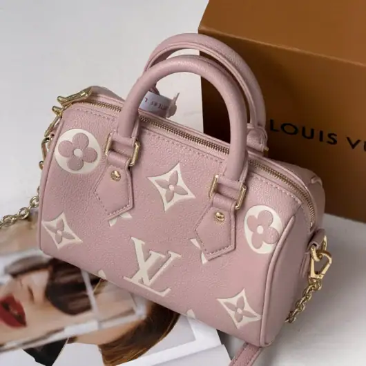 Сумка Louis Vuitton Nano Speedy Bandoulière 20 Premium рожево-молочний