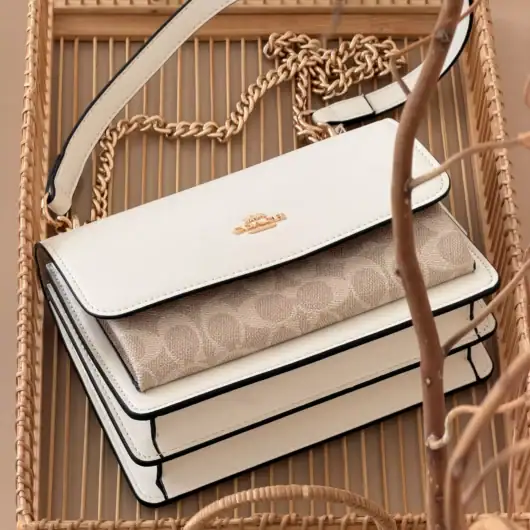 Сумка Coach Mini Klare Crossbody in Signature Canvas біло-пудровий