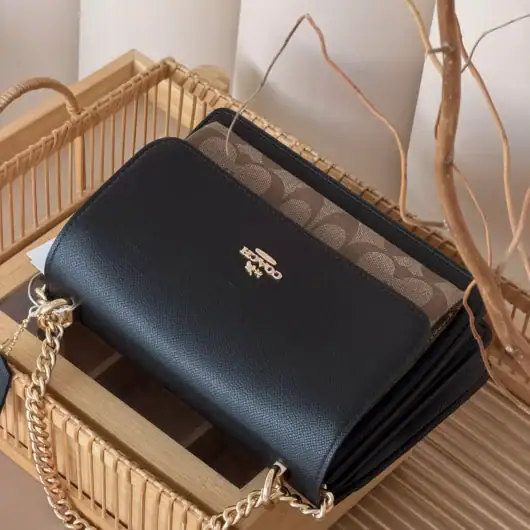 Сумка Coach Mini Klare Crossbody in Signature Canvas чорно-бежевий