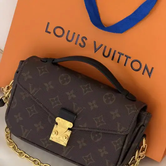 Сумка Louis Vuitton Pochette Metis East West Monogram коричневий + чорний