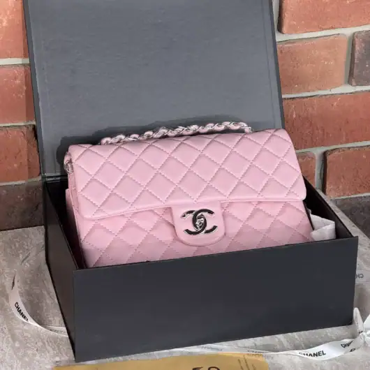 Жіноча сумка Chanel Classic Double Flap Bag рожевий срібло