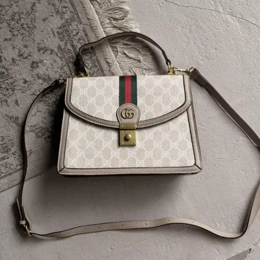 Сумка Gucci Ophidia Web Small Top Handle Bag світло-бежевий