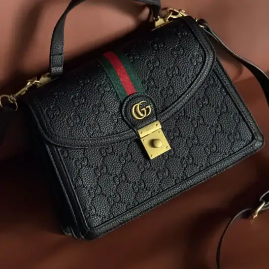 Сумка Gucci Ophidia Web Small Top Handle Bag чорний PU