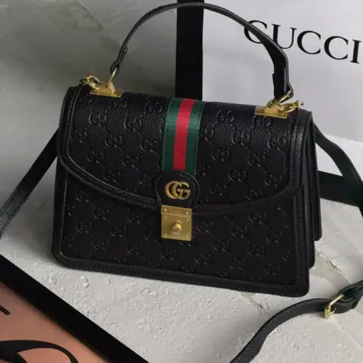 Сумка Gucci Ophidia Web Small Top Handle Bag чорний PU
