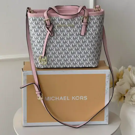 Сумка жіноча Michael Kors Jet Set Travel Extra-Small Top-zip Tote білий+рожевий