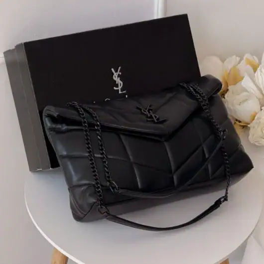 Сумка Yves Saint Laurent Loulou Puffer Medium чорний лого