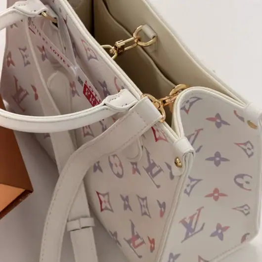 Сумка Louis Vuitton OnTheGo Aquarelle Premium Tote біло-ліловий