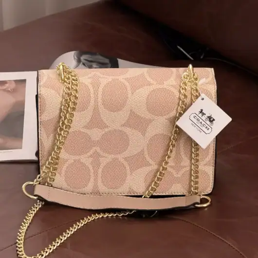 Сумка Coach Mini Klare Crossbody in Signature Canvas пудрово-коричневий