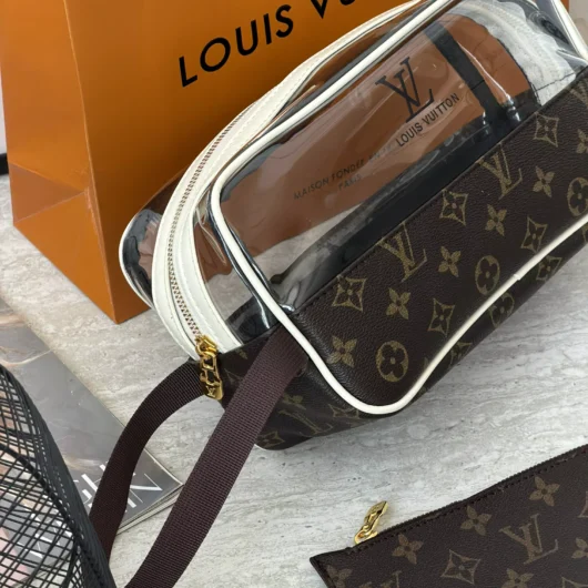 Жіноча косметичка Louis Vuitton 2 в 1 коричневий+білий