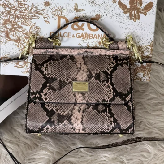 Сумка Dolce&Gabbana Sicily  — Premium  рептилія рожева 21cm