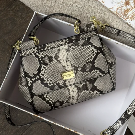 Сумка Dolce&Gabbana Sicily  — Premium рептилія сіра 21cm