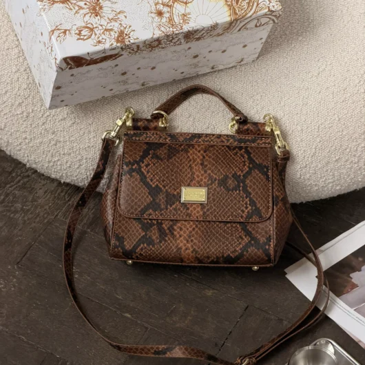 Сумка Dolce&Gabbana Sicily  — Premium  рептилія коричнева 21cm