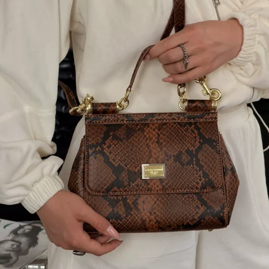 Сумка Dolce&Gabbana Sicily  — Premium  рептилія коричнева 21cm