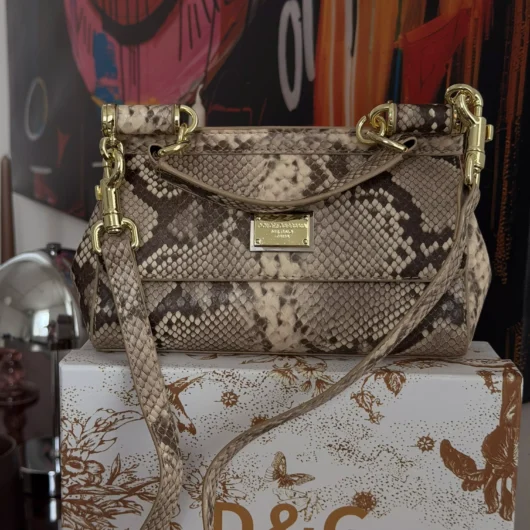 Сумка Dolce&Gabbana Sicily  — Premium рептилія бежева 19cm