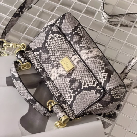 Сумка Dolce&Gabbana Sicily  — Premium рептилія сіра 19cm