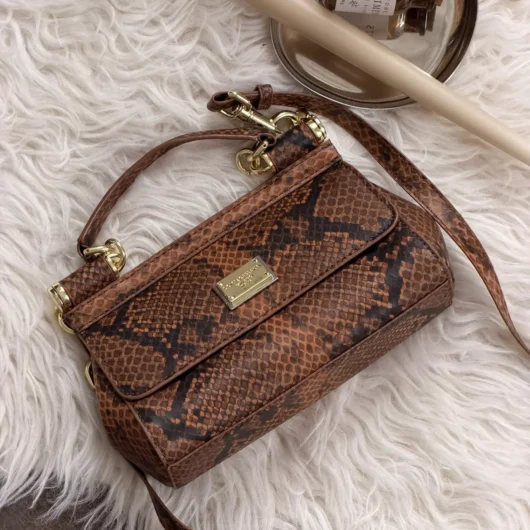 Сумка Dolce&Gabbana Sicily  — Premium рептилія коричнева 19cm