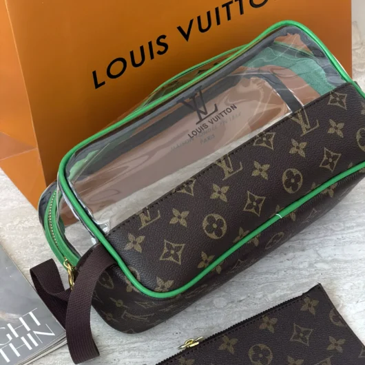 Жіноча косметичка Louis Vuitton 2 в 1 коричневий+зелений