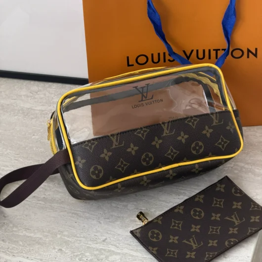 Жіноча косметичка Louis Vuitton 2 в 1 коричневий+жовтий