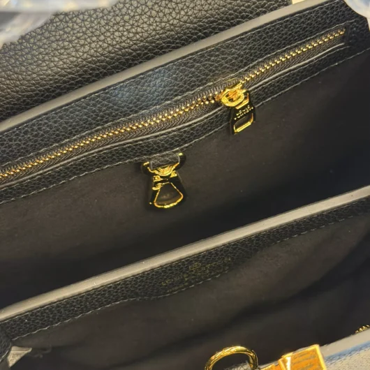 Сумка Louis Vuitton Capucines East-West Medium Premium чорний з перлами