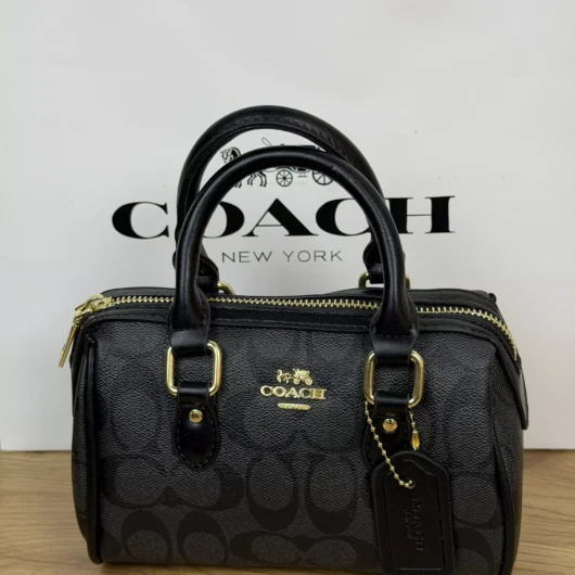Жіноча сумка Coach Micro Rowan Crossbody In Signature чорний