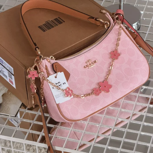Сумка Coach Teri in Signature Canvas with Charms рожевий