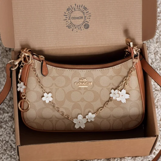 Сумка Coach Teri in Signature Canvas with Charms бежевий