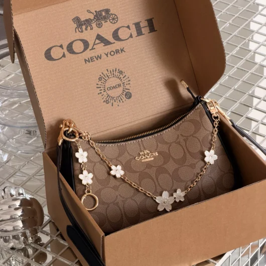 Сумка Coach Teri in Signature Canvas with Charms коричнево-чорний